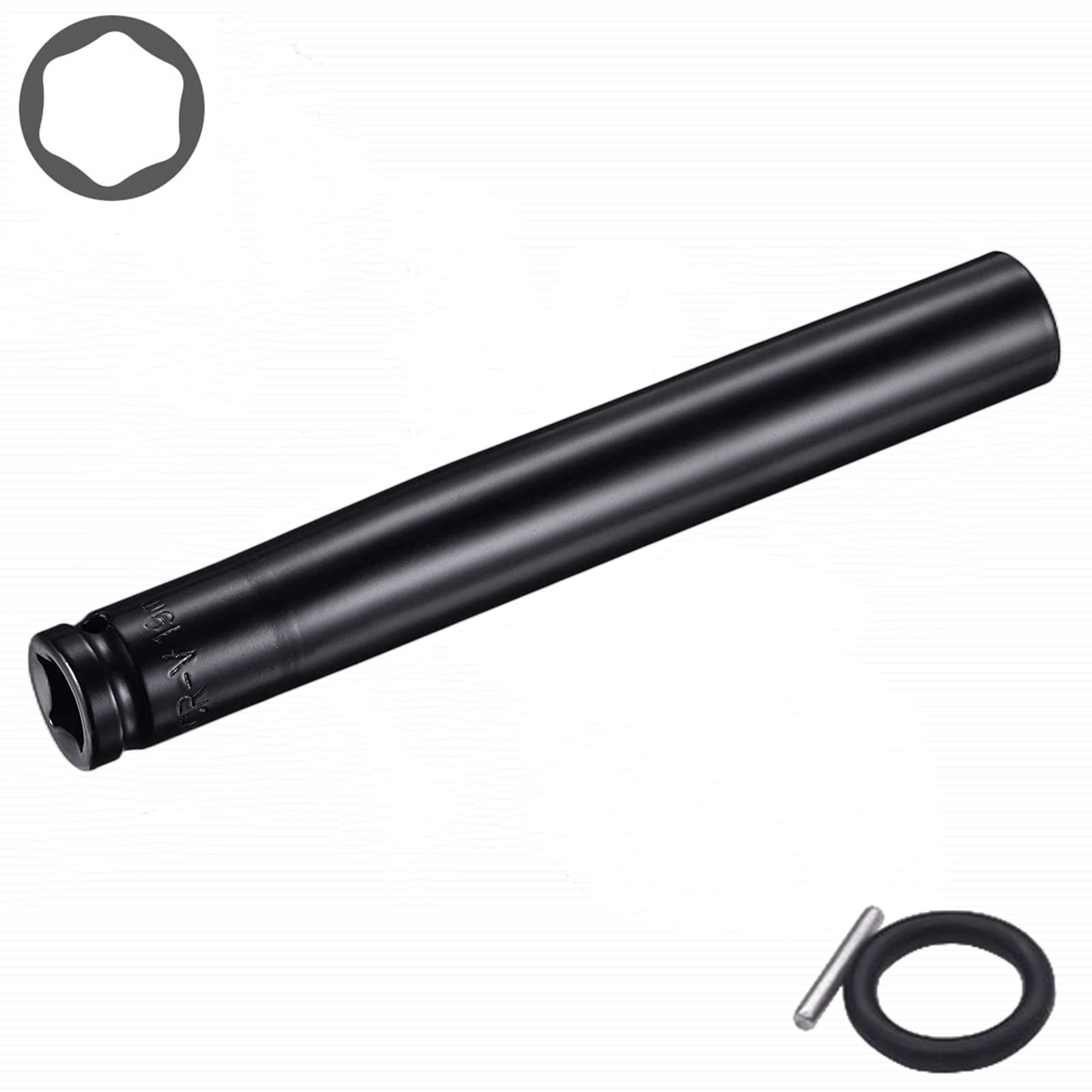 1/2" Drive by Deep Impact Socket, Heat-Treated CR-V Steel 6" Length, 6-Point Metric Sizes with Black Strong Case (19mm)