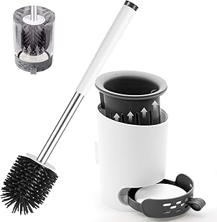 DDF iohEF WC Bürste mit schnell Trocknendem Halter und Reinigungsclip, Silikon Toilettenbürste Set Langer Stiel Klobürst für Badezimmer oder Gäste-WC