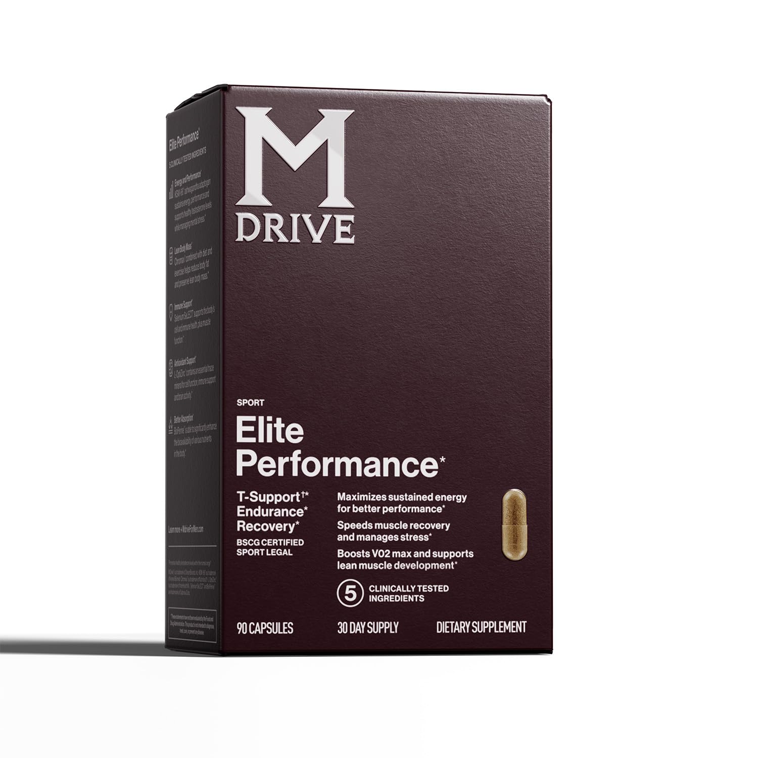 Mdrive Elite Testosterone Booster for Men - Supports Immune Health, Energy, VO2Max, Recovery, Stress Relief, Lean Muscle, KSM-66 Ashwagandha, DIM, Fenugreek, 90 Capsules