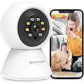 VSTARCAM 3MP 2K Indoor Security Camera, 2.4GHz WiFi Pet Camera with 355&deg; Pan 60&deg; Tilt, Human Detection, Color Night Vision, 2-Way Audio, App Alerts, 24/7 Recording, Cloud &amp; microSD Storage