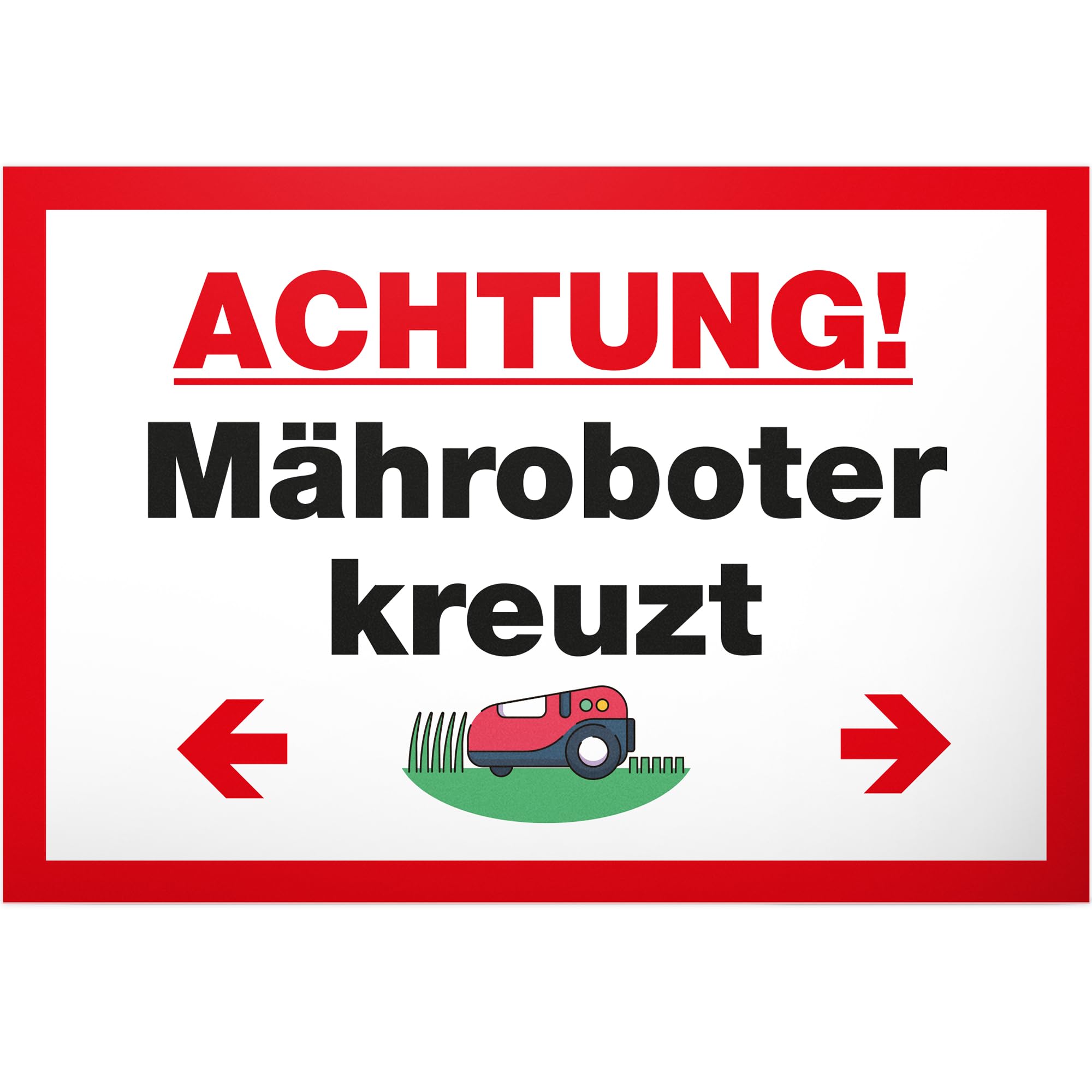 DankeDir! Robotic Lawnmower Crosses Sign 30 x 20 cm Funny Sign for Garden and Lawns Garden Sign Weatherproof Durable Lawn Mower Robot Lawn Robot