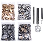 Juego de 120 cierres de cuero a presión, botones de metal de 0.39/0.5/0.59 pulgadas con 4 herramientas de ajuste, 4 broches d