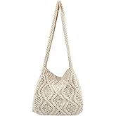 Verdusa Women's Crochet Shoulder HandBags Hobo Knitted Tote Bag Shopping Bags