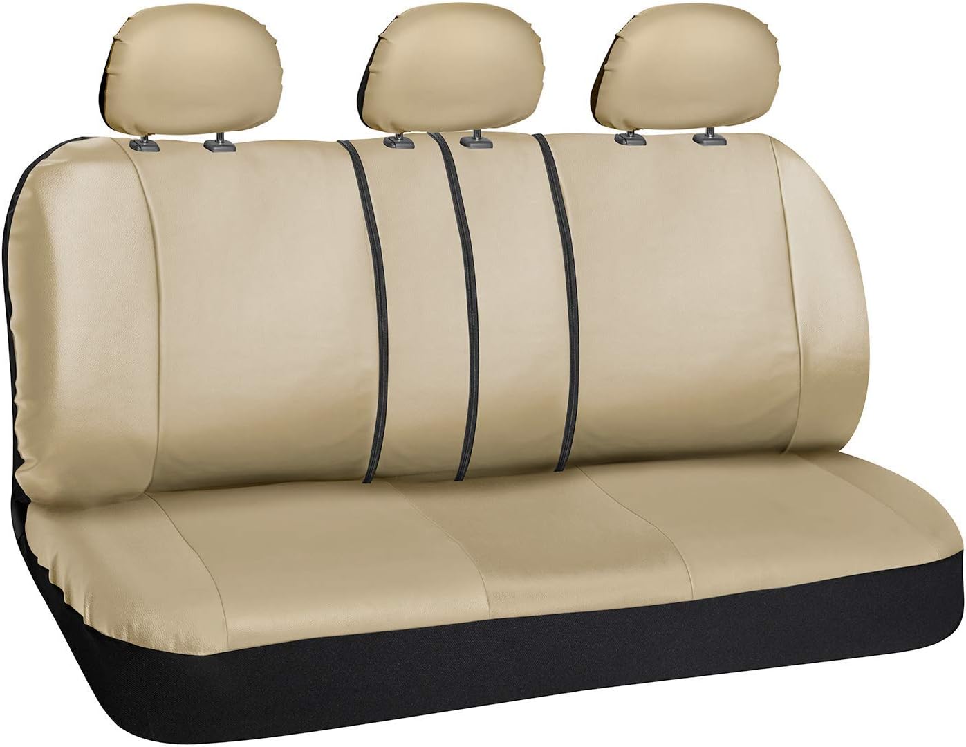 Amazon Oxgord カーシートカバー Puレザー 無地 ベージュ フロントローバケット付き 50 50または60 40 リアスプリットベンチ ユニバーサルフィット 車 トラック Suv バン用 10点フルセット シートカバー 車 バイク
