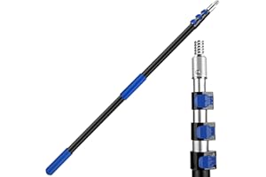 Hammrit 12FT Telescopic Extension Pole | 3-12FT Adjustable Aluminum Paint Roller & Cleaning Pole | Universal Twist-On Metal Tip | Sturdy Multi-Purpose Household Tool for Dusting, Painting & More