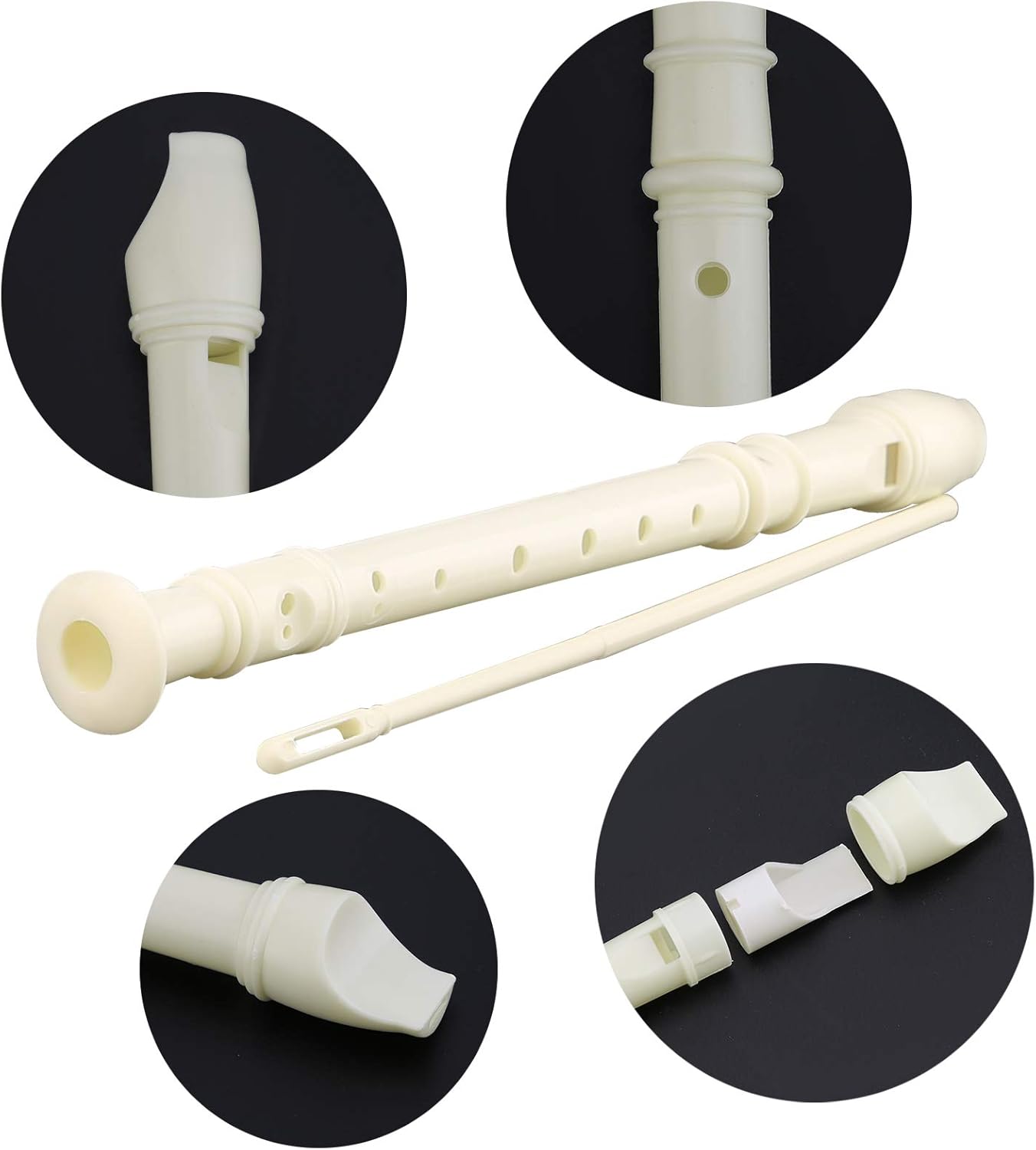 AIEX 5Pcs 8 Hole Soprano Descant Recorder with Cleaning Rod, Plastic