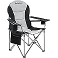 KingCamp Lumbar Back Padded Camp Chair Heavy Duty Oversized Folding Camping Chair Portable Lawn Chairs with Cooler Bag Armres