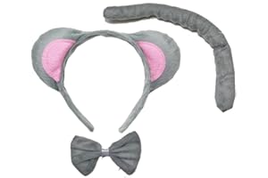 Kirei Sui Kids Gray Mouse Headband Bowtie Tail 3pcs Costume