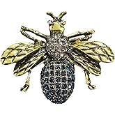 Just Follow Alloy Rhinestone Bee Brooch for Women Men Sparkling Crystal Insect Lapel Pin