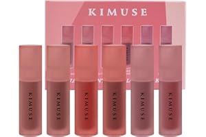 KIMUSE Lip Stain Set, 6 Colors Water Gel Lip Tint Lipstick, Highly Pigmented Long Lasting Moisturizing Lightweight Lipstain M