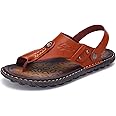 OHCHSH Mens Sandals Slippers Slip On Flip Flops for Men Shoes Leather Toe Ring Style Beach