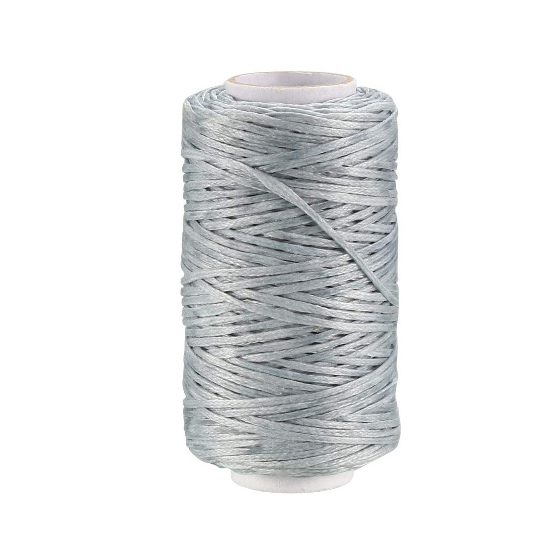 sourcing map Crafts 150D 1mm Leather Sewing Stitching Flat Waxed Thread String Cord (150D 1mm 50M, Light Gray)