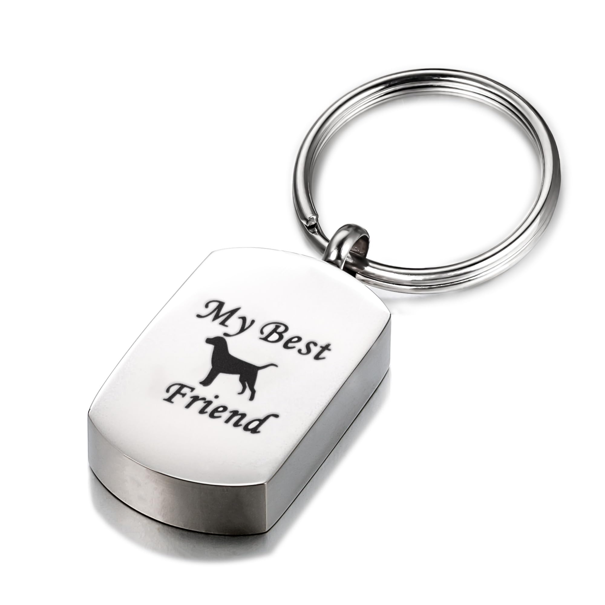 Gredstar Dog Memorial Keychain - Small Stainless Steel Urn for Pet Ashes, Best Friend Cremation Keepsake with Gift Box, Sympathy Gift