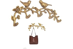 Vintage Wall Hooks, Decorative Wall Hooks with Bird and Flower Design, Cast Alloy Coat Hanger for Entryway, Bathroom, Bedroom