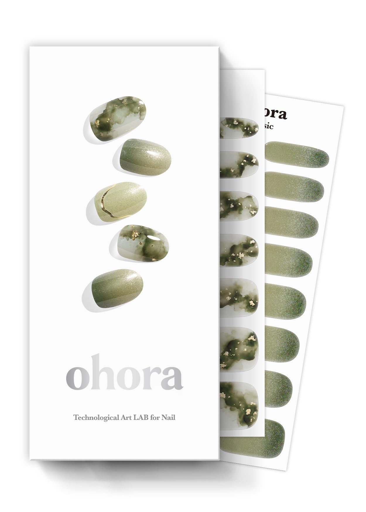 Photo 1 of ohora Semi Cured Gel Nail Strips (N Glimmering Leaf) - Works with Any UV/LED Nail Lamps, Salon-Quality, Long Lasting, Easy to Apply & Remove - Includes 2 Prep Pads, Nail File & Wooden Stick