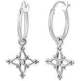 Boma Jewelry Sterling Silver Bohemian Star Hoop Earrings with Snap Down Closure