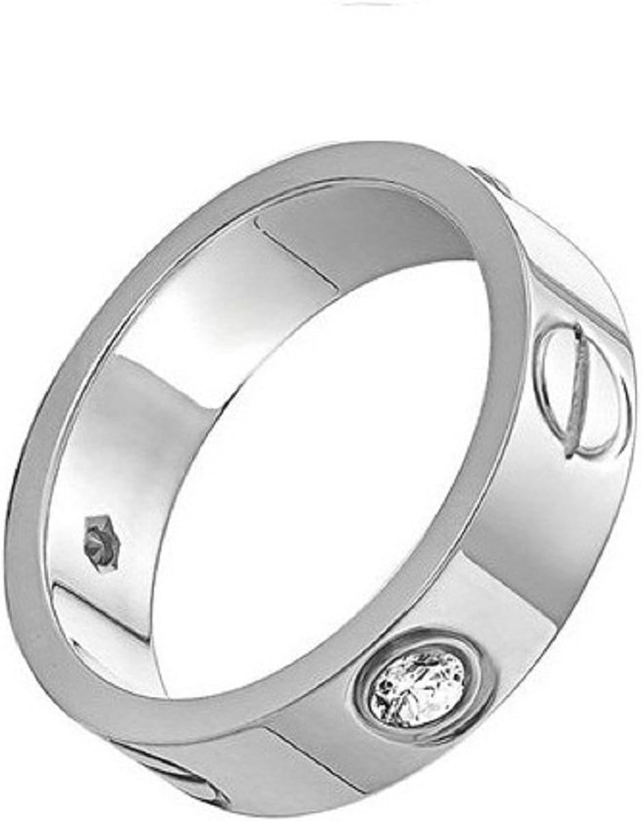 Dolly Jewels Stainless Steel Screw Design Band Ring White Plated