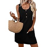 Acelitt Womens Casual Sleeveless Dress with Pockets, S-XXL