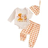 Socutebabe My First Thanksgiving Baby Boy Outfit Infant Little Turkey Hat Bodysuit Pants Newborn 1st Thanksgiving Outfits