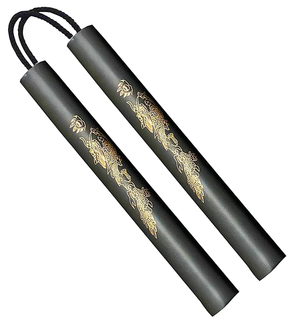 Fayscingo Foam Nunchakus Martial Arts Training Practice Nunchucks Cord Nunchakus for Kids and Beginners (Black)