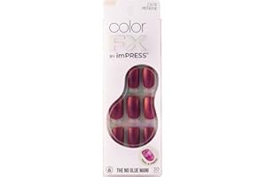 KISS imPRESS Color FX No Glue Mani 30 Pcs Press On Nails, Medium False Nails, Metallic Chrome & Cat Eye, Peel & Press, Hassle-Free Removal, Includes Manicure Stick, Prep Pad & File (Talkin, Medium)