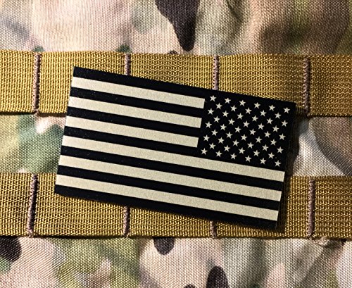Reversed Tactical 2" x 3.5" THERMAL REFLECTIVE operational American Flag Uniform Patch (HOOK/LOOP) Back