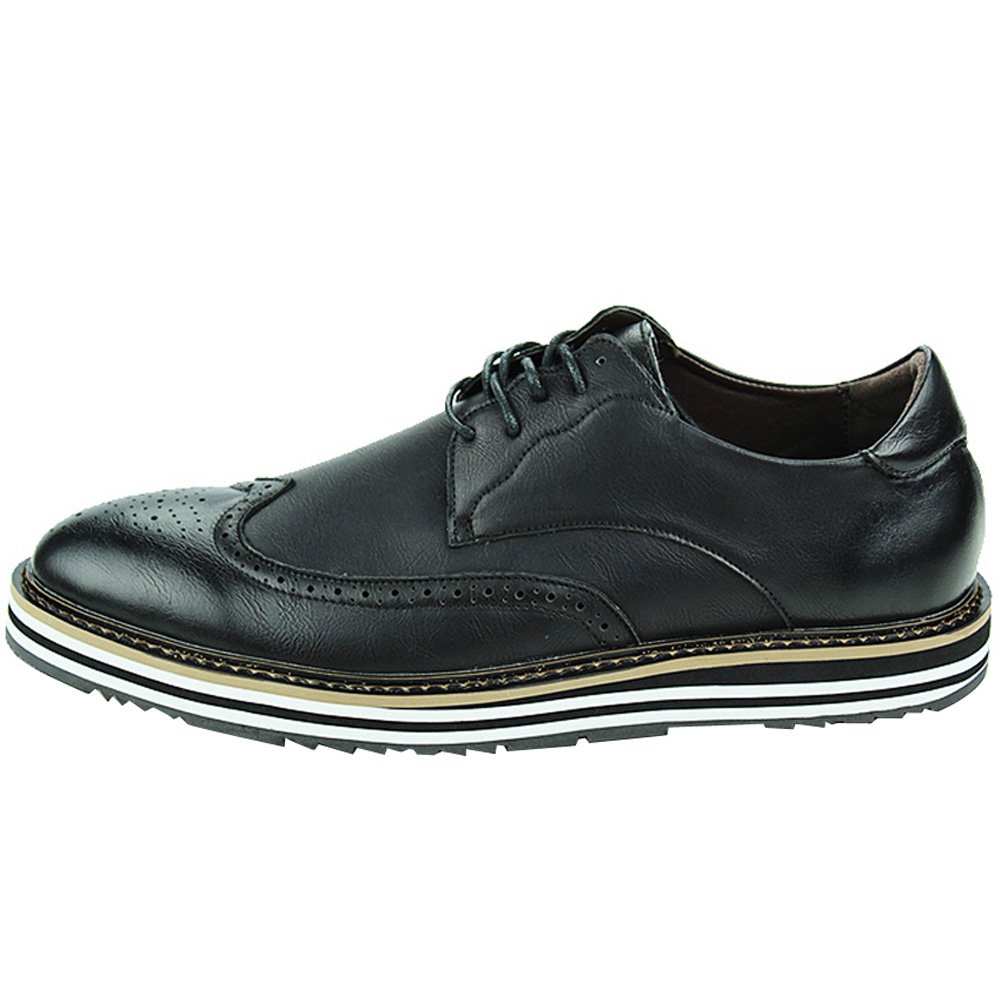 Odema Men's Classic Leather Oxford Wingtip Lace Up Dress Shoes Bridegroom Oxfords Black US6.5 US7 - Image 4