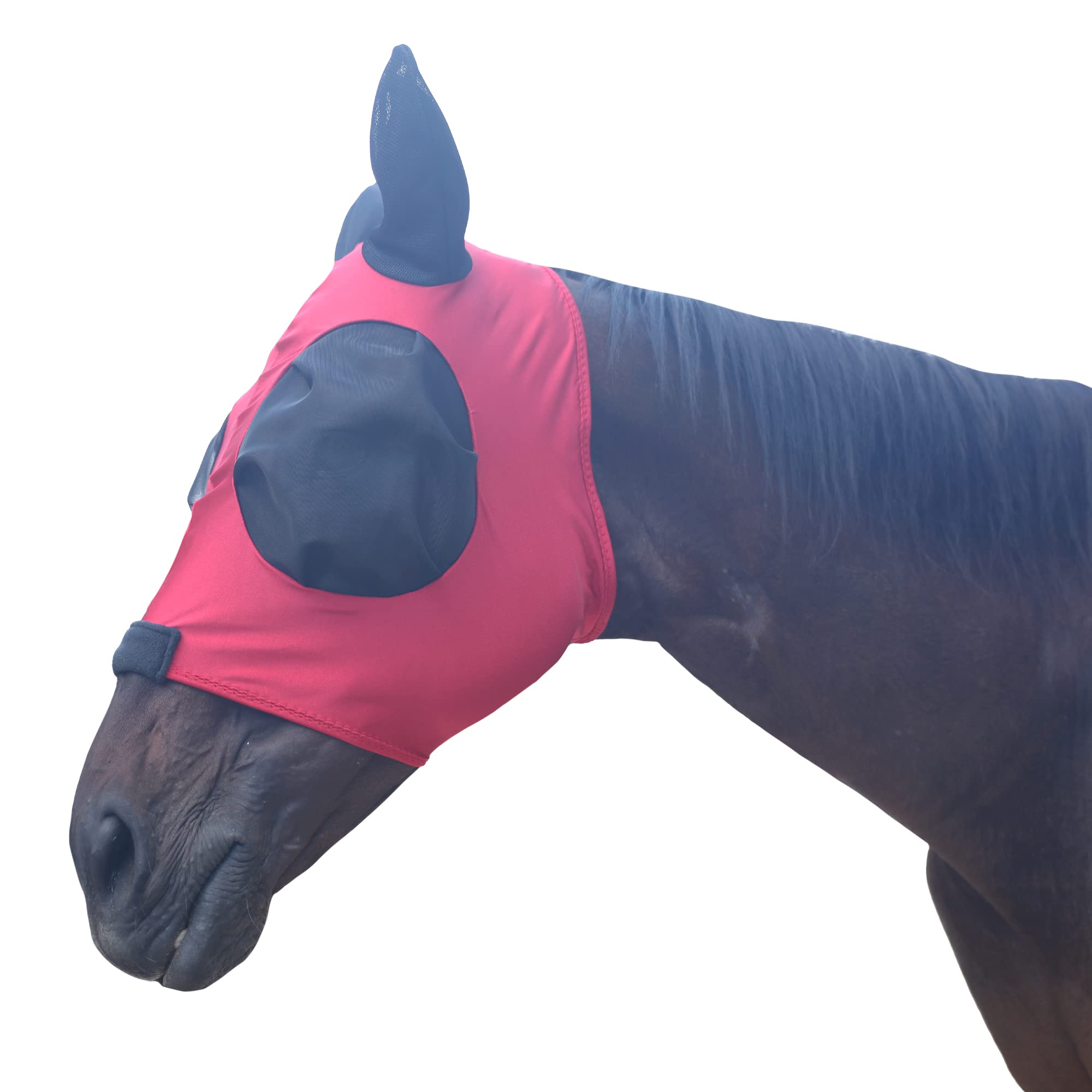 Leberna Horse Mesh Fly Mask with Ears, Soft Lycra Mesh Mask Anti-UV with Ears Full Red