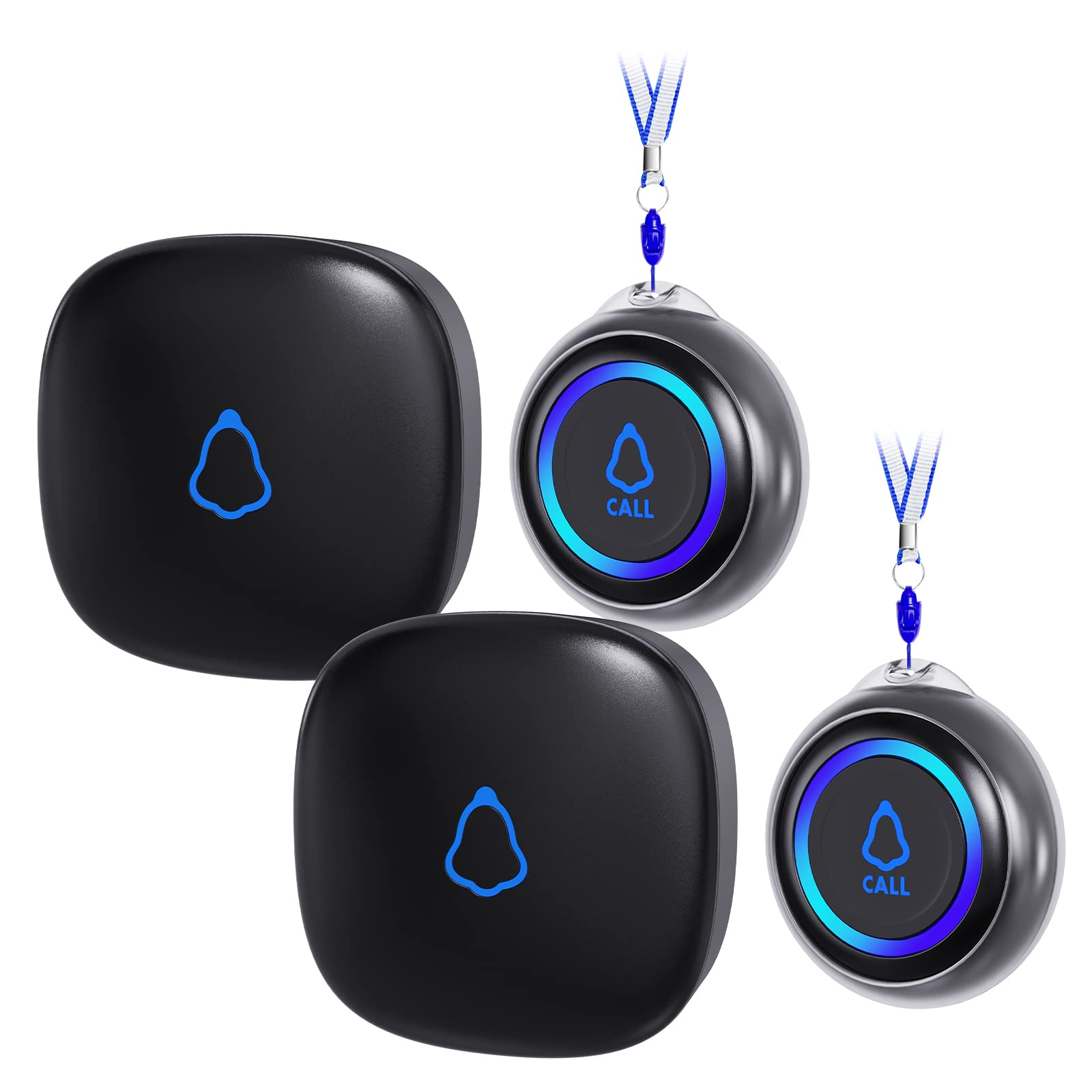 Photo 1 of Caregiver Pager, Wireless Call Button for Seniors/Elderly at Home, 2 SOS Buttons + 2 Receivers Medical Life Alert System, Emergency Panic Call Bell, Nurse Calling & Patient Assistance Alarm