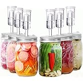 Fermentation Lids, 6 Set Fermentation Kit for Wide Mouth Jars, 6 Stainless Steel Fermenting Lids with 6 Silicone Grommets, 6 Airlocks, 6 Silicone Rings(Jars Not Included)