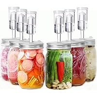 Fermentation Lids, 6 Set Fermentation Kit for Wide Mouth Jars, 6 Stainless Steel Fermenting Lids with 24 Silicone…