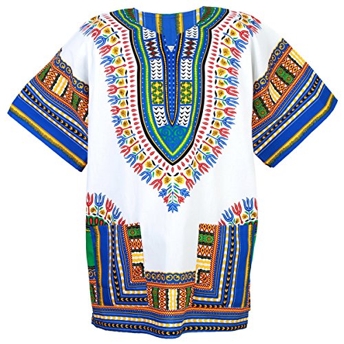 African Dashiki Cotton Mexican Poncho Hippie Tribal Ethic Boho Shirt White ad12ws