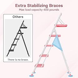 BONTEC 4-Step Ladder, 400lbs Max Load, Folding Step