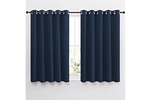 NICETOWN Blackout Curtains and Drapes for Kitchen - Thermal Insulated Solid Grommet Top Blackout Panels/Draperies for Kid's Room (Navy, 1 Pair, 66 x 54 Inch)