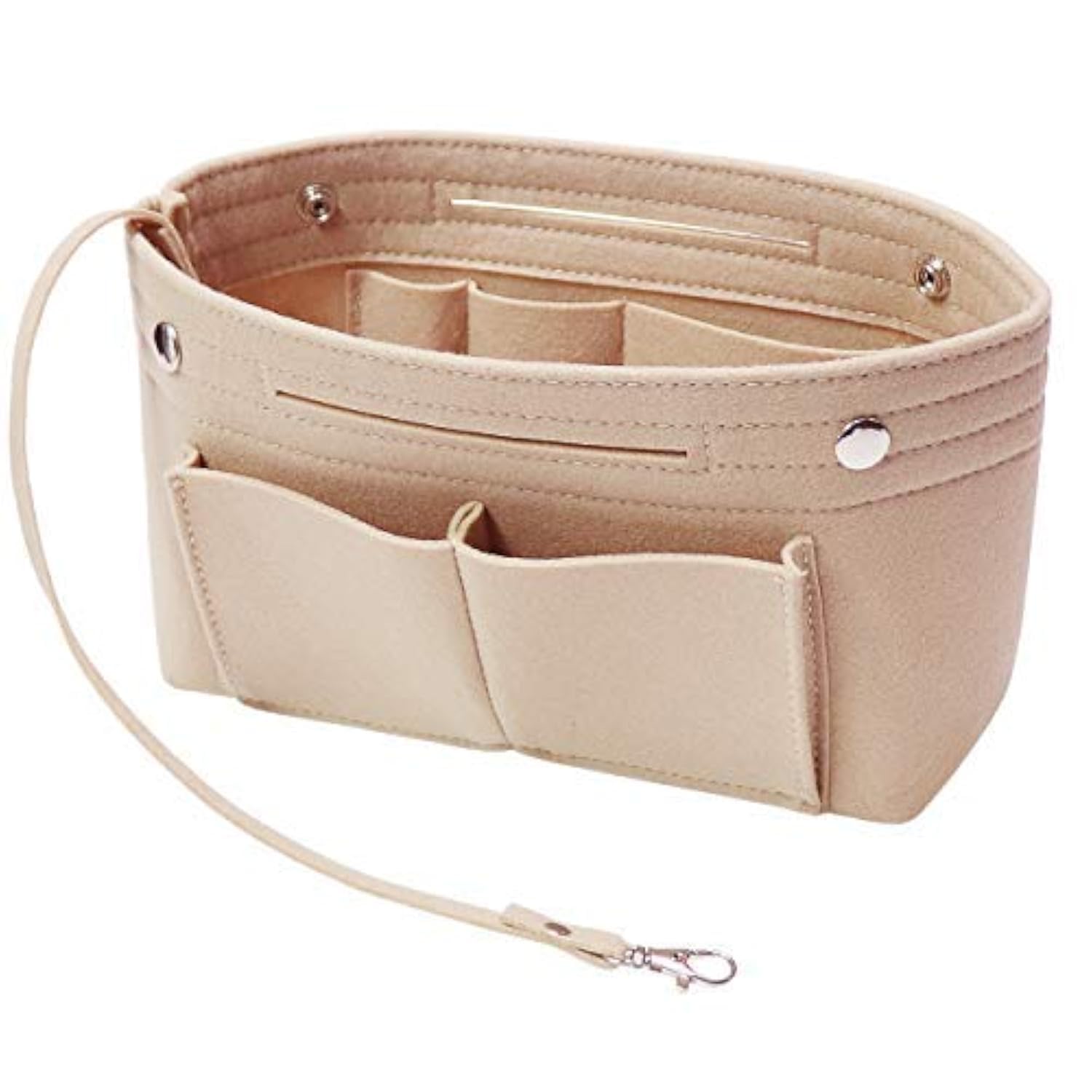 Soyizom Felt Handbag Purse Organiser Liner Shaper Insert Bag In Bag with Keychain for Speedy Neverfull, 8 Colors（Beige，small）