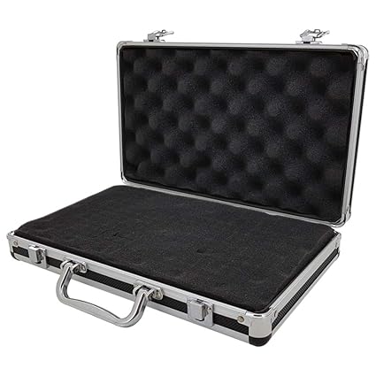ROC Cases Aluminium-Flugkoffer (345 x 205 x 65 mm) und Schaumstoffwürfel