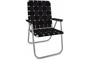 Lawn Chair USA Folding Aluminum Outdoor Patio Lawn Chair | Heavy-Duty Webbed Chairs for Camping, Sports, Beach, Yard & Tailgating | Lightweight Portable | Classic - Black with Black Arms