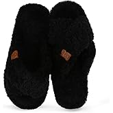 Maysogno Fuzzy Memory Foam Open Toe House Slippers for Women Bedroom Cross band Slide Shoes Indoor Outdoor Sole