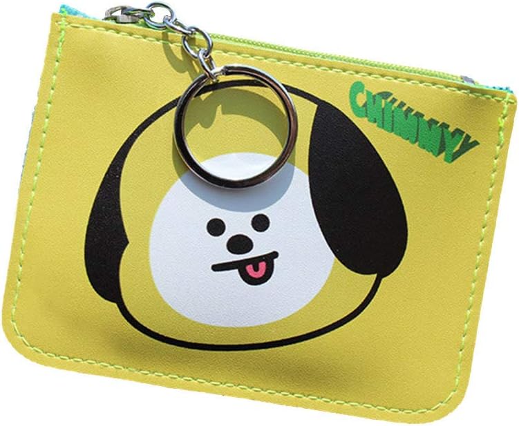 GOTH Perhk KPOP BTS Bangtan Boys Keychain Wallet Leather Zip Credit Card Holder with ID Window