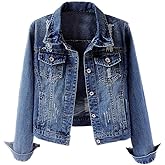 Kedera Womens Denim Jackets Distressed Ripped Long Sleeve Jean Jacket Coats