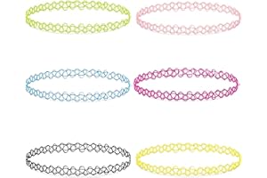 Oslynia 6 Pcs Choker Necklace for Women, Stretchy Chokers for 90s Outfit Women, Colorful Stretchy Gothic Vintage Necklace, Y2