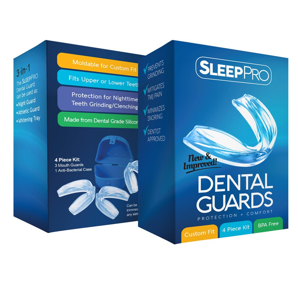 Mouth Guard for Grinding Teeth and Clenching - Night Guards to Prevent TMJ and Bruxism - Professional Dental Guards for Mouth and Jaw Pain - 3 Custom Fit Teeth Guards + Antibacterial Case : Beauty