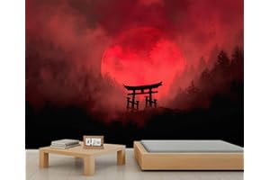 Japanese Wallpaper, Torii Gate Wallpaper Mural, Removable Wall Murals, Oriental Murals for Living Room Bedroom TV Background 