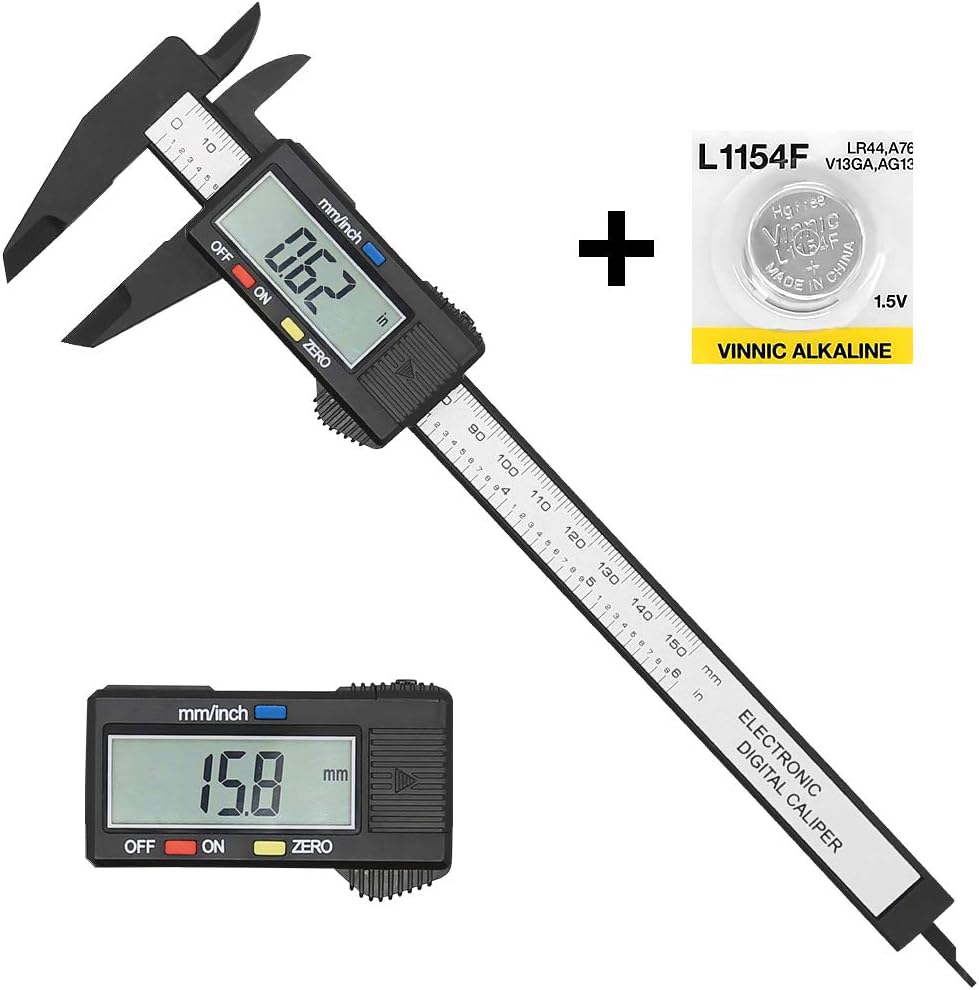 HIGO Digital Caliper, 6 Inch Plastic Electronic Vernier Caliper with Large LCD Screen, Auto-off Feature Inch/Millimeter Conversion