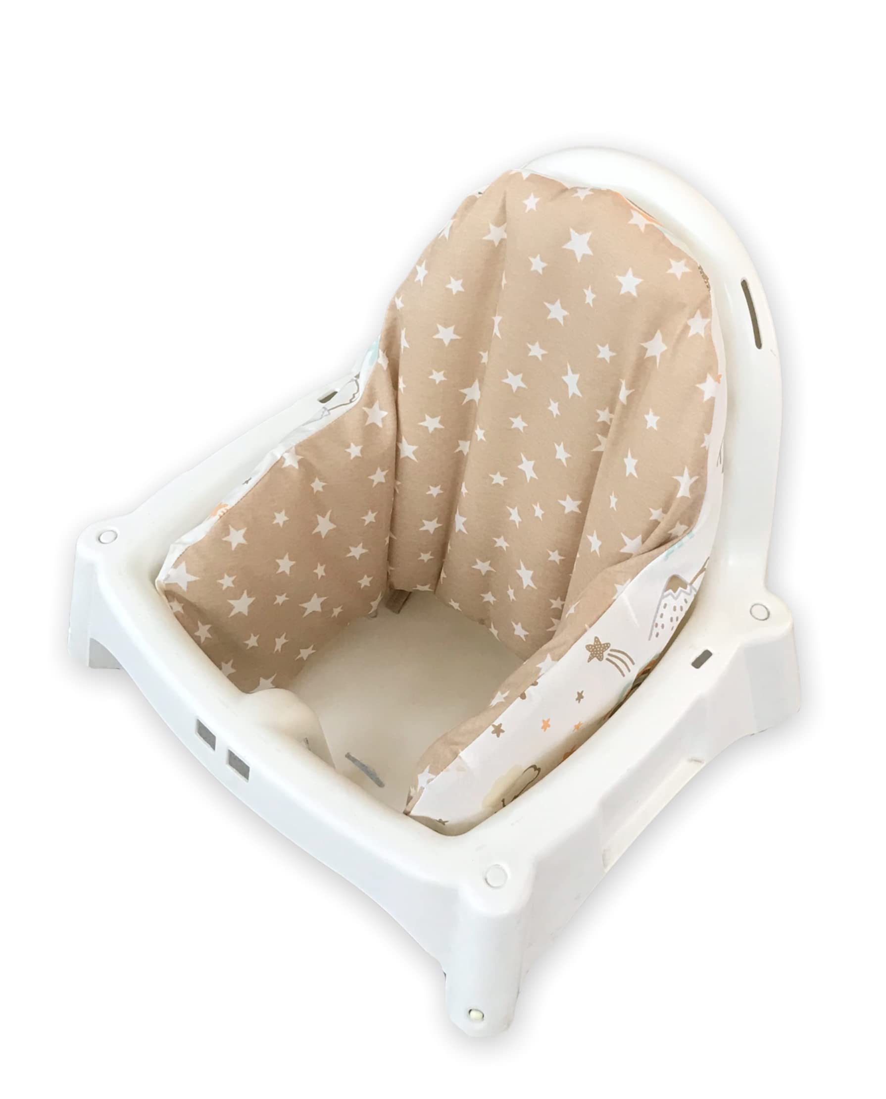 Cover– Washable & Reversible Cotton Cushion Cover for IKEA High Chair Accessories, Compatible with Antilop,Only Cover! (Brown Rainbow)