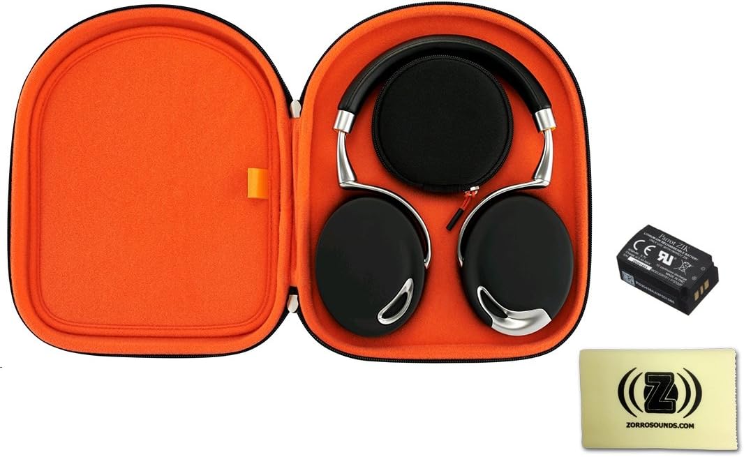 Parrot Zik Active Noise Cancelling Concert Hall Effect Bluetooth Headphones Bundle with Parrot Zik Headphone Case, Parrot Zik Battery and Custom Design Zorro Sounds Cleaning Cloth