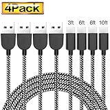 ACTIONPIE USB C Cable ,4Pack 3FT/6FT/6FT/10FT Nylon Braided Long Cord USB Type A to C Fast Charger for Macbook, LG G6 V20 G5,Google Pixel, Nexus 6P 5X, Nintendo Switch, Samsung Galaxy S8+ BLACK