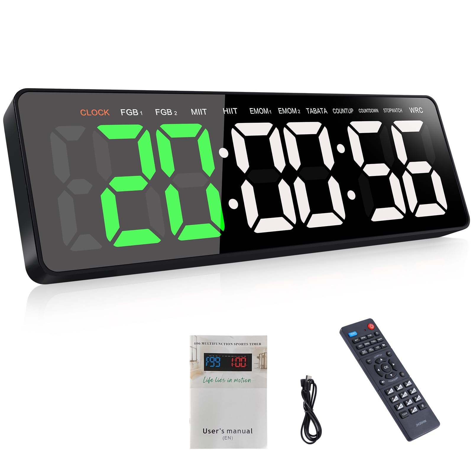 AnExer 16.5" Gym Timer, Gym Clock With Stopwatch, Count Down/Up, Stopwatch, Remote Control Interval Training Gym Indoor Timer Suitable for TABATA, EMOM