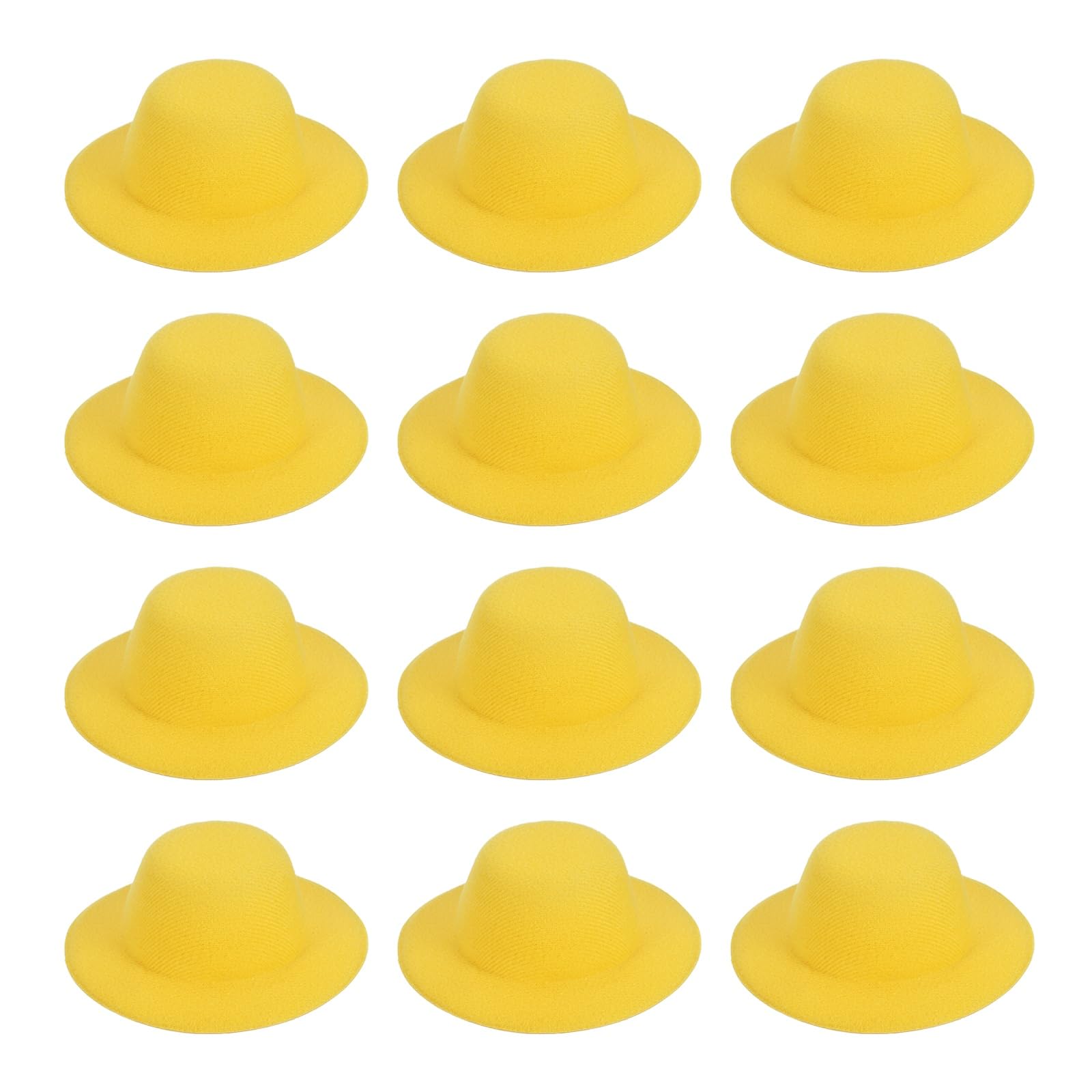 PATIKIL 4 Inch Mini Formal Hats, 12 Pcs Miniature Doll Hats Mini Top Hat for Crafts Hair Accessories Decorate Doll Snowman, Yellow