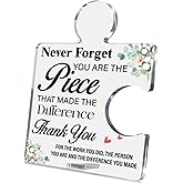 Thank You Gifts for Women, Retirement Gift Appreciation Gifts for Coworkers Employees Women Never Forget You Are the Piece Acrylic Puzzle Piece Plaque Sign Office Desk Decor